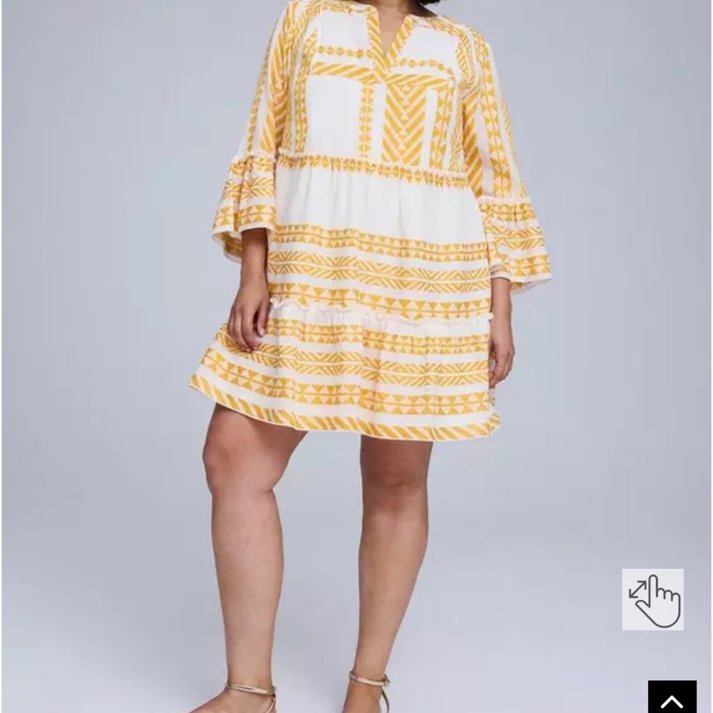 Torrid Belle Isle Size 00- Yellow and White Belle Sleeve Mini Dress - Picture 5 of 10